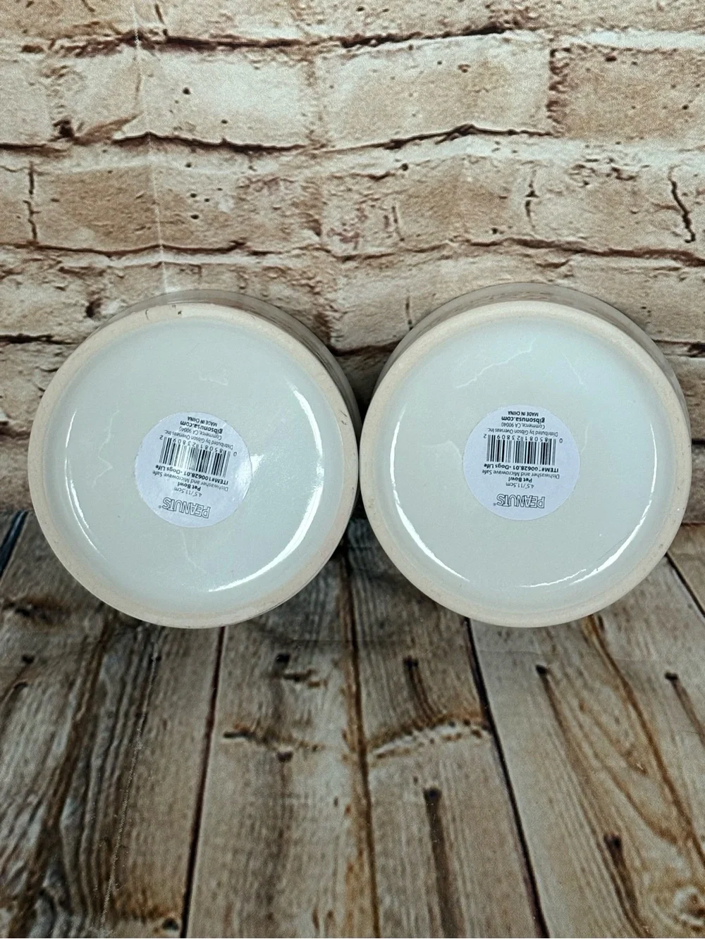 Peanuts Snoopy Charlie Brown Dog Cat Ceramic Pet Food Water Bowls Set 4.5
